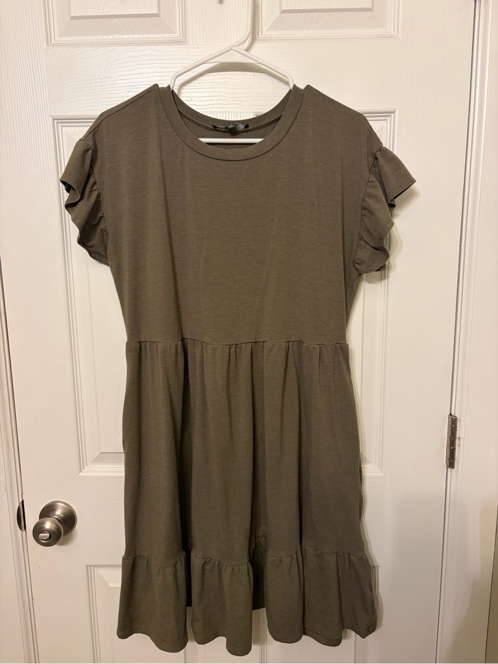 Lulus Ruffle Sleeve Tiered Dress - Olive Green
